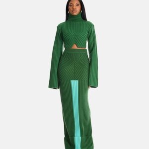 Hanifa Sia knit crop top and maxi skirt